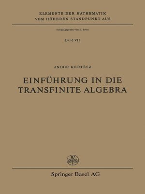 cover image of Einführung in die Transfinite Algebra